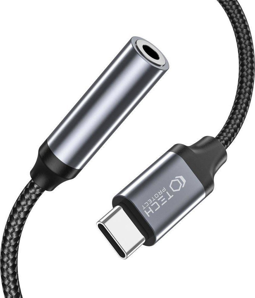 Adapter audio Tech-Protect UltraBoost, USB-C në 3.5mm, i zi