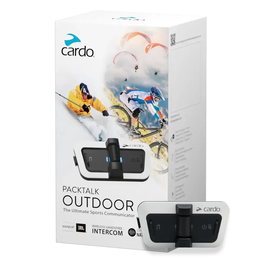 Sistem komunikimi Cardo PACKTALK Outdoor, i bardhë