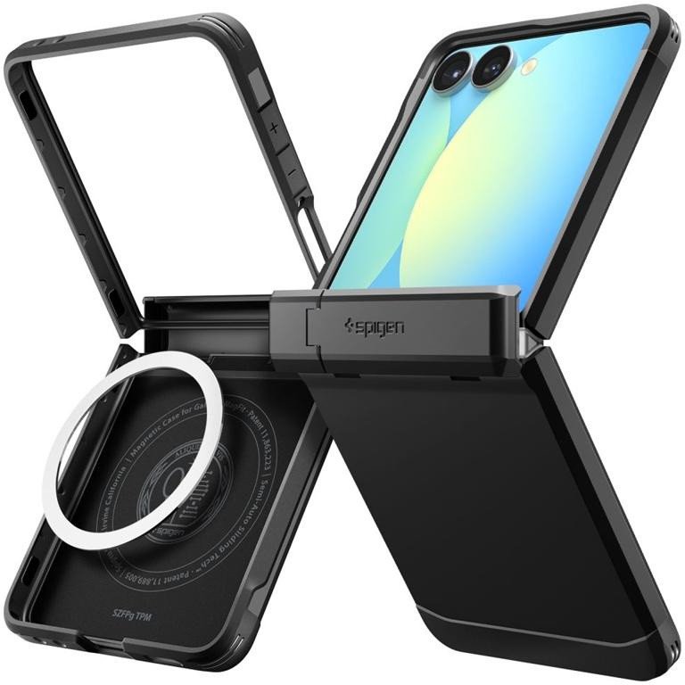 Mbështjellës telefoni Spigen Tough Armor Pro Mag MagSafe për Galaxy Z Flip 7, magnetik, i zi