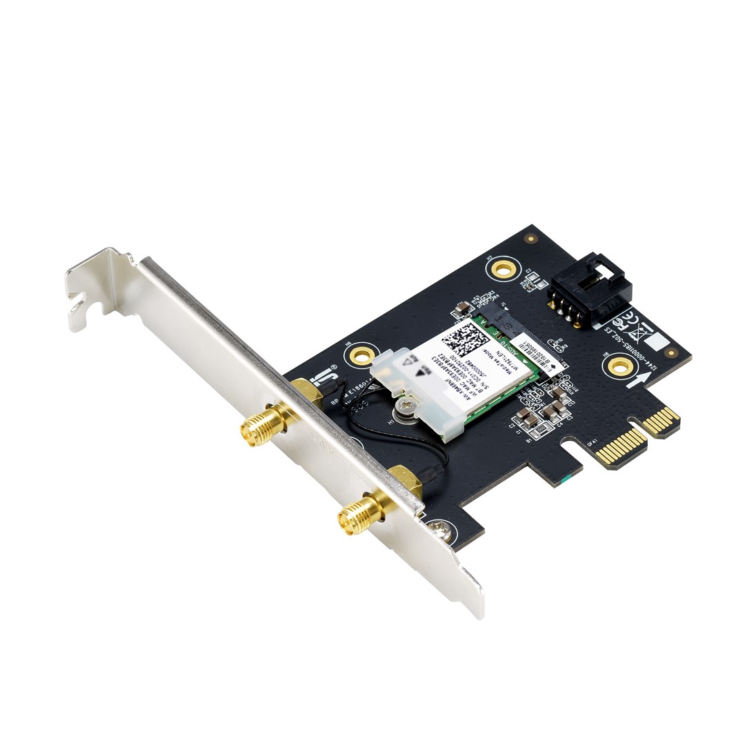 Kartë rrjeti Asus PCE-AX1800, PCIe, Wi-Fi 6, Bluetooth 5.2, 1775 Mbps, e zezë