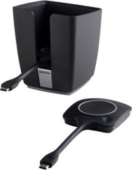 Paketa Barco ClickShare, 2 butona konferencash, tabakë mbajtëse, e zezë