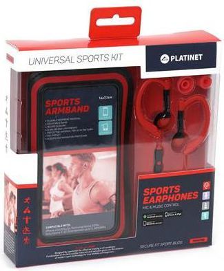 Dëgjuese Platinet Sport + Armband PM1070, të kuqe