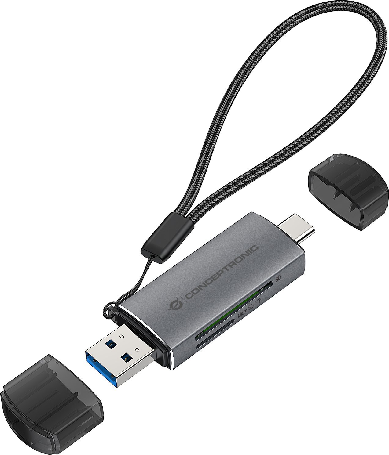 Lexues kartelash Conceptronic Card Reader, USB 3.0, USB-C, gri
