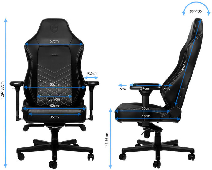 Karrige Noblechairs HERO, e zezë / bardhë platini