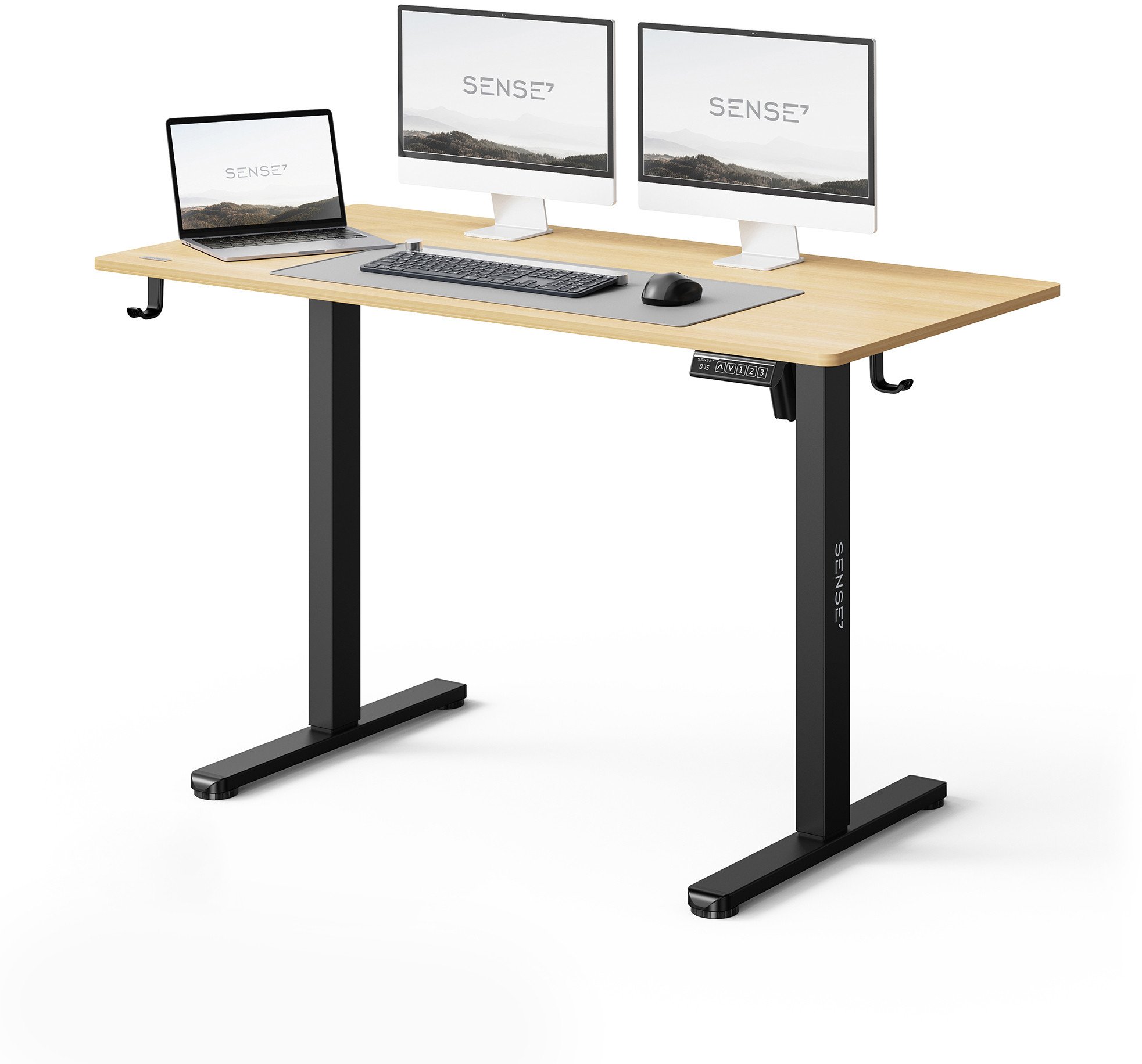 Tavolinë elektrike SENSE7 NOJO LIGHT, 120 cm x 60 cm, kafe e hapur / zezë