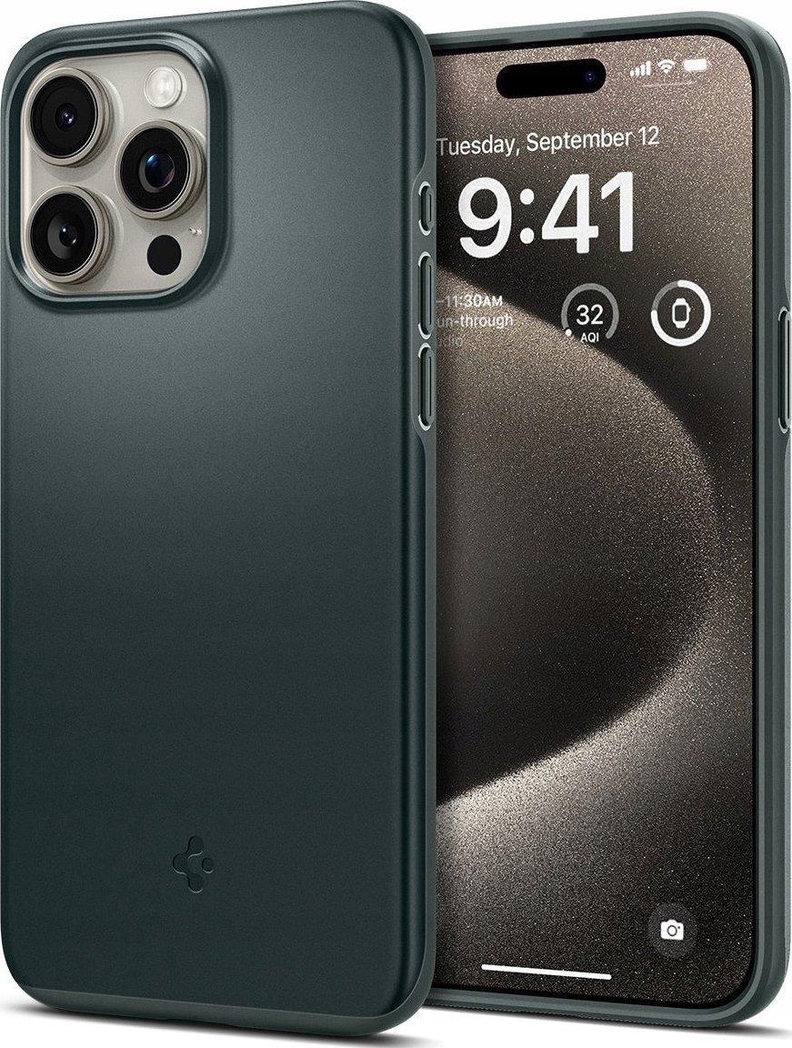 Mbrojtëse telefoni Spigen Thin Fit MagSafe, iPhone 16 Pro Max, Abyss Green, e gjelbër