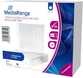 Кутии за CD DVD MediaRange BOX31 T, сет 5 парчиња, проѕирна пластика