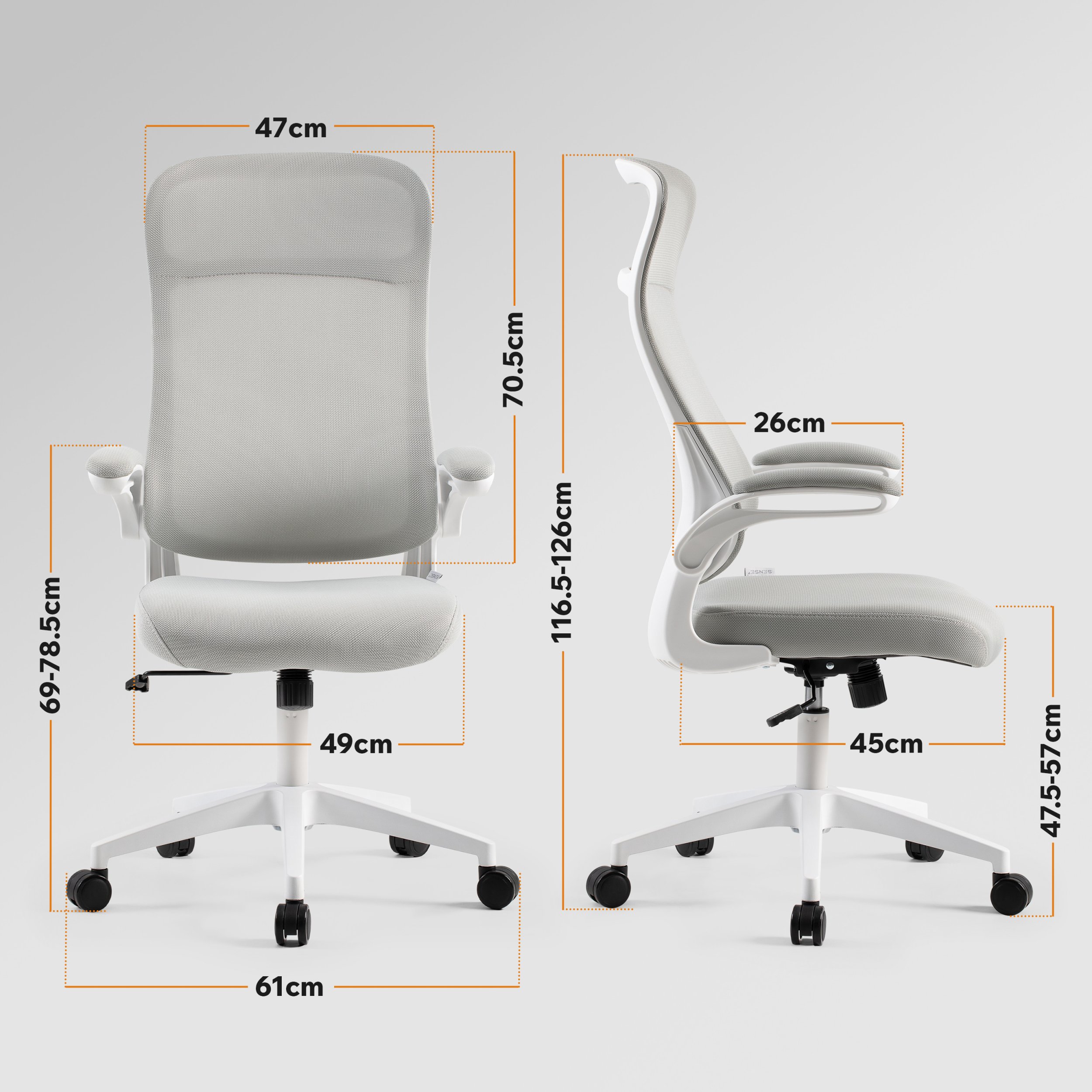 Karrige për zyre SENSE7 Revo, e hirtë