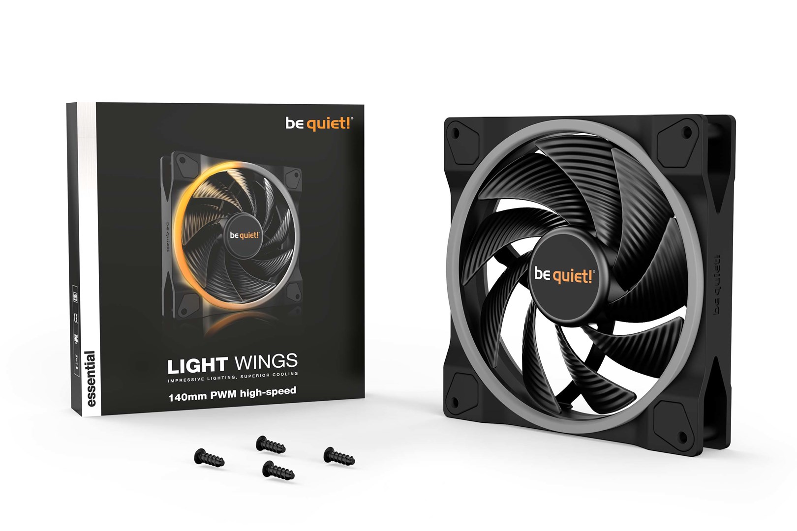 Ftohës Be quiet! Light Wings, 14 cm, i zi