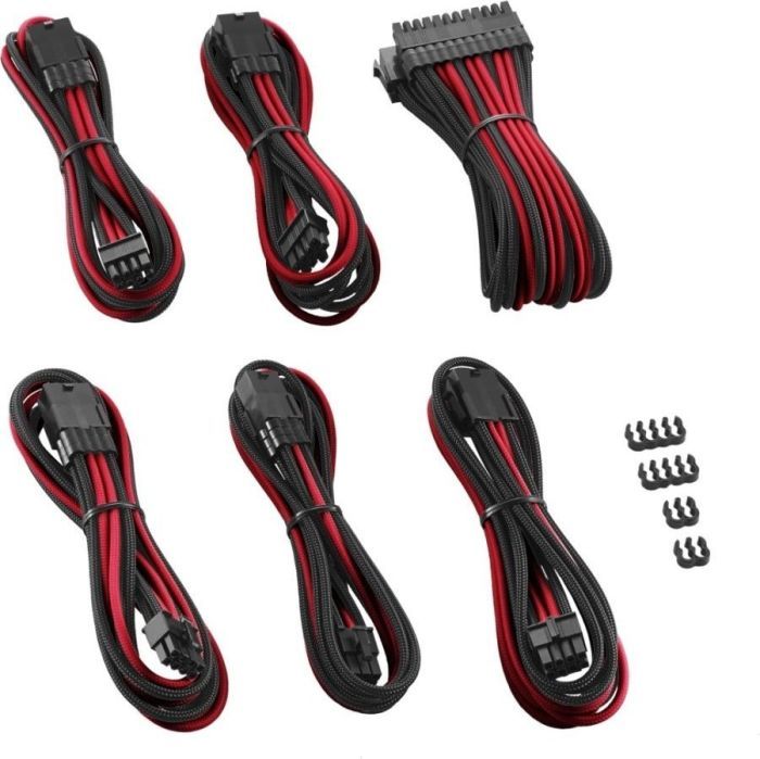 Set kabllosh CableMod CM PCAB BKIT NKKR 3P, zgjatime për PSU, kombinim i zi e kuqe