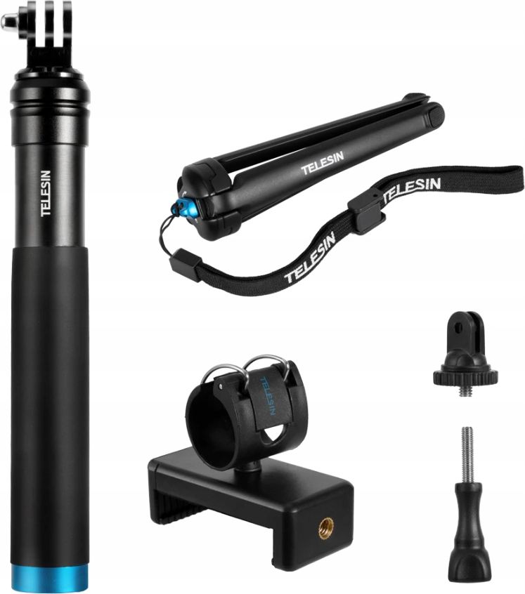 Селфи стап трипод Telesin GP-MNP-090-S, 20-90cm, за спортски камери, црн