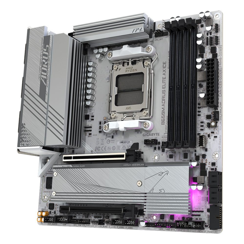 Pllakë amë AORUS B650M Elite AX Ice, AMD B650, Socket AM5, ATX, e bardhë