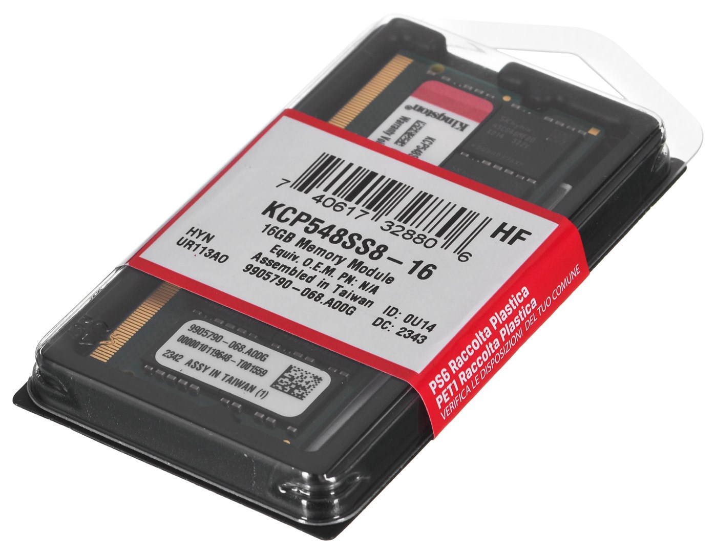 Memorie Kingston SODIMM DDR5, 16GB, 4800MHz, CL40, e zezë