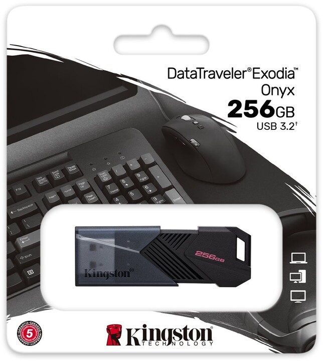 USB Kingston DataTraveler Exodia Onyx - 256GB, e zezë