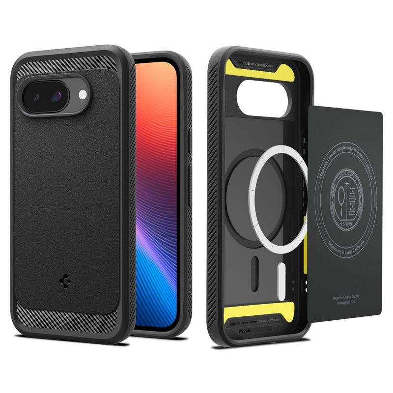 Mbrojtëse për celular Spigen Rugged Armor (MagFit) për Google Pixel 9a, e zezë
