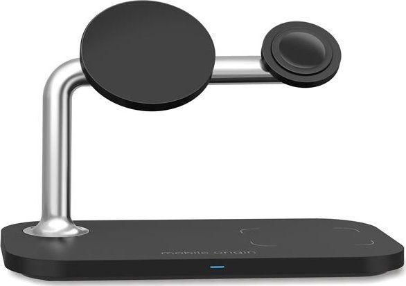 Karikues pa tela Mobile Origin 3 in 1, MagSafe, për iPhone Apple Watch AirPods, i zi