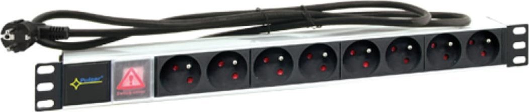 РЕЈК 19-инчна приклучница Pulsar RALZ, 8 излези, 1.7m, црна