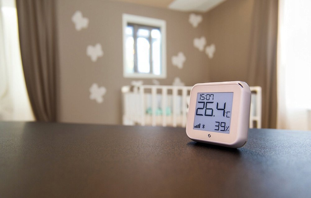 Sensor smart Shelly Plus H&T Gen 3, temperaturë dhe lagështi, Wi‑Fi dhe Bluetooth, i bardhë mat