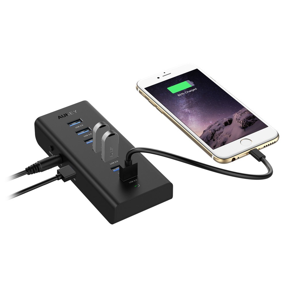 Qendër USB Aukey CB-H3, 7 Porte USB-A 3.0, e zezë