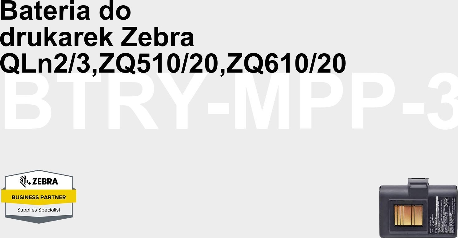 Bateri për printer portativ Zebra BTRY MPP 34MA1 01, standarde, për ZQ610 dhe ZQ620, e zezë