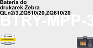 Bateri për printer portativ Zebra BTRY MPP 34MA1 01, standarde, për ZQ610 dhe ZQ620, e zezë