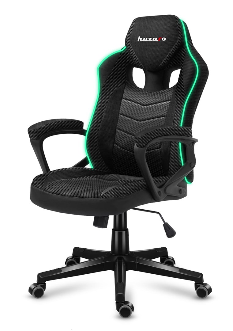 Karrige lojërash Huzaro Force 2.5 RGB Carbon Mesh, 130 kg, e zezë