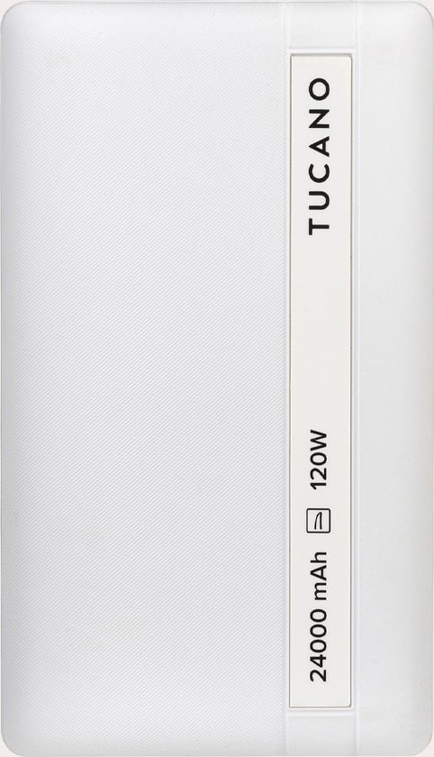 Powerbank Tucano 24000mAh, 120W, 2x USB C 1x USB A, i bardhë