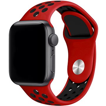 Rrip ore inteligjente Eternico Sporty për Apple Watch, 42mm 44mm 45mm, i zi e kuqe