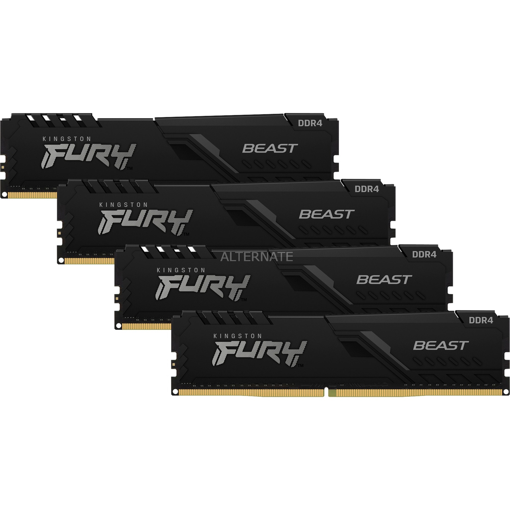 Ram Kingston Fury Beast 128GB DDR4, 3200MT/s, kit 4x DIMM, e zezë