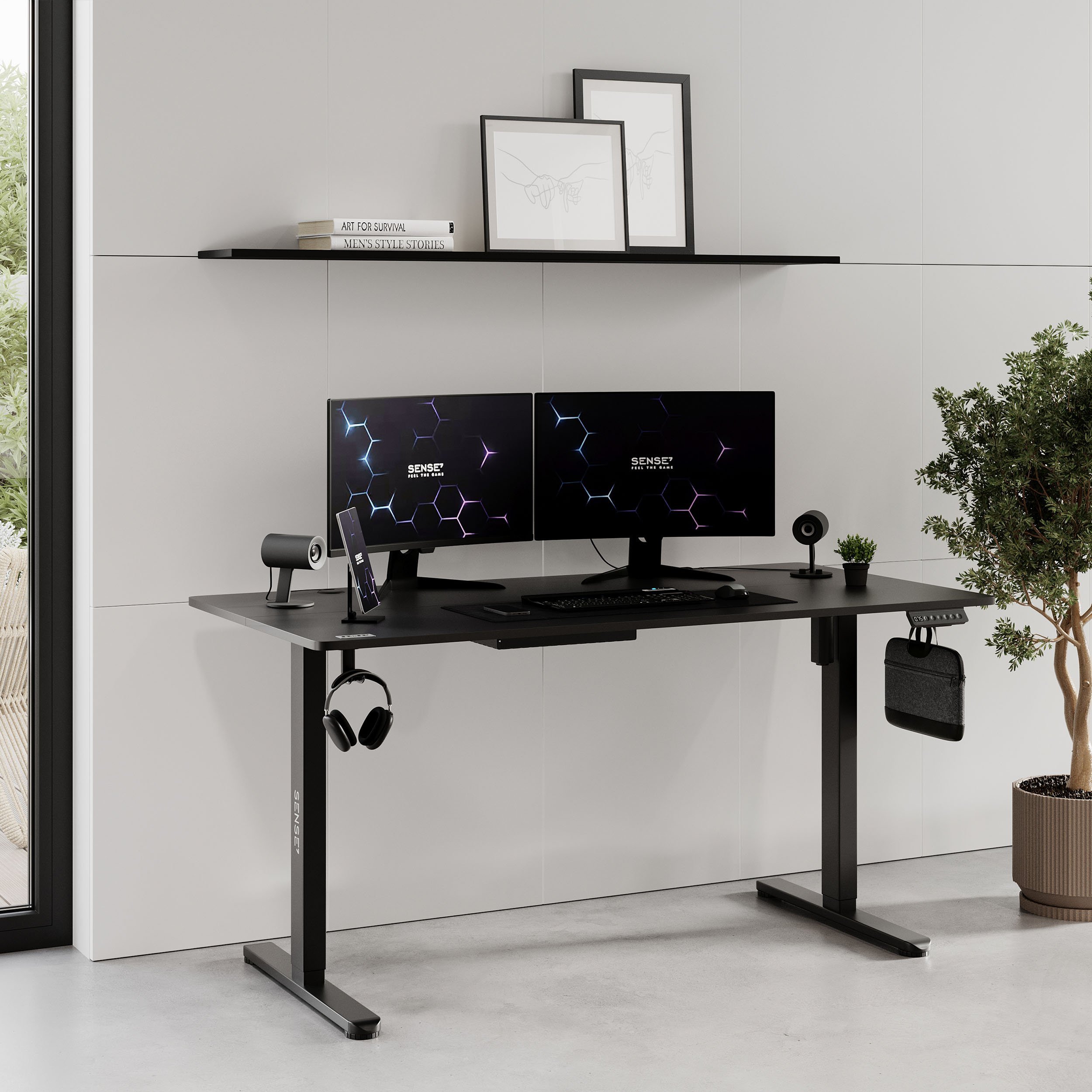 Маса SENSE7 Nojo, 140cm x 70cm, електрична, црна боја