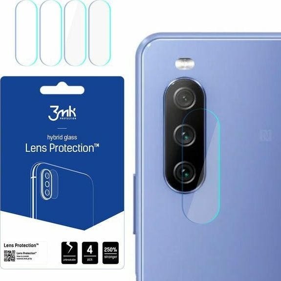Хибридна стаклена заштита за леќи 3MK, Sony Xperia 10 III 5G, сет 4 парчиња, транспарентна