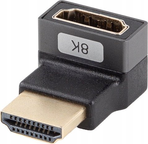 Adapter HDMI Lanberg 2.1, 8K, 90° lart, gri e zezë