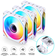Вентилатор за компјутер Jonsbo ZL-120W, 120 mm, PWM ARGB, сет 3 парчиња, бел