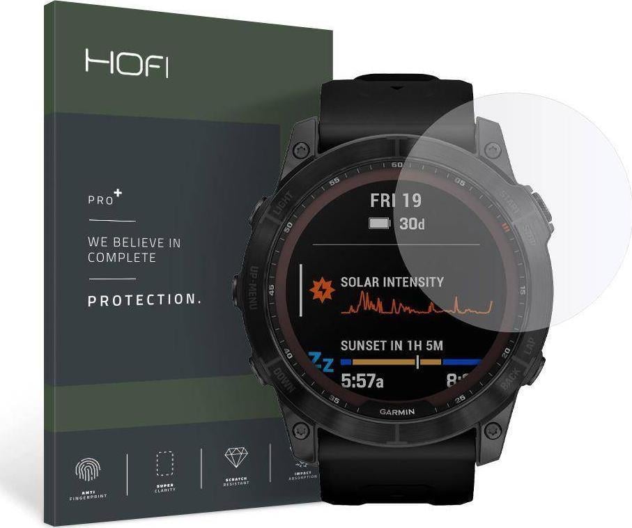 Xham mbrojtës Hofi Glass Pro+ për Garmin Fenix 7X, xham i temperuar, rezistent ndaj gërvishtjeve, transparent