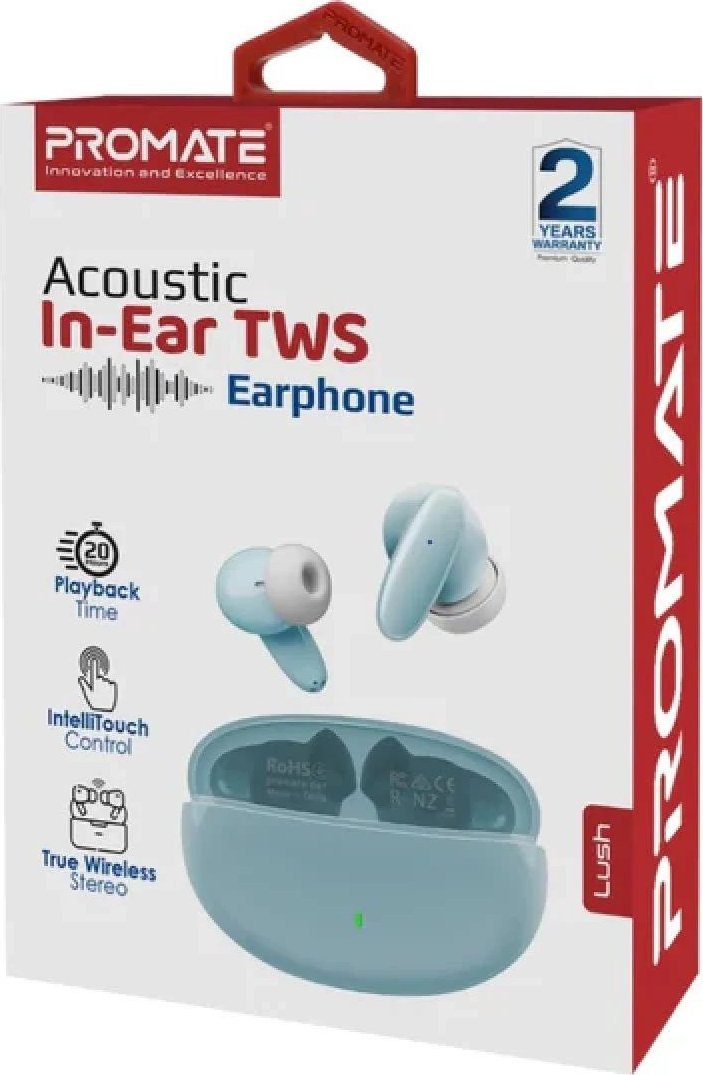 Kufje wireless Promate LUSH Acoustic, TWS in ear, Bluetooth 5.3, blu