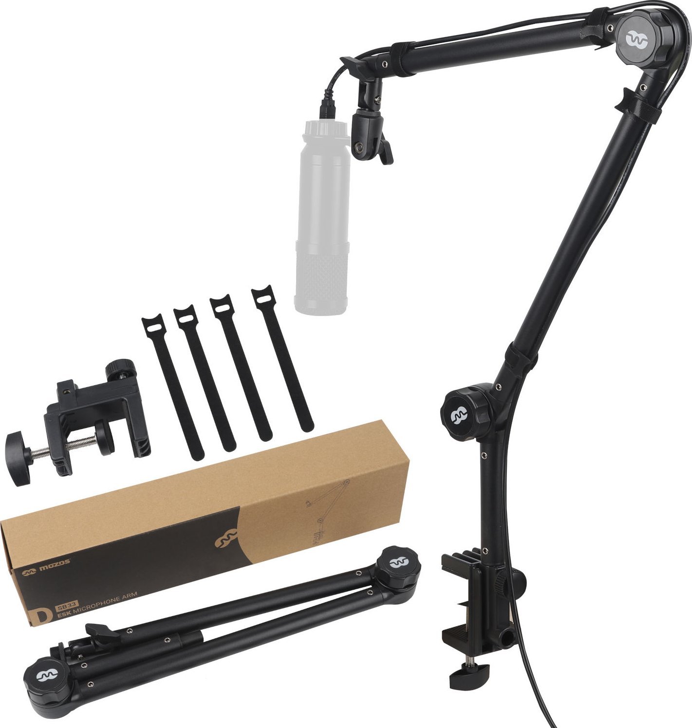 Држач за микрофон Mozos SB33, носивост 1.2kg, навој 3/8\", црна