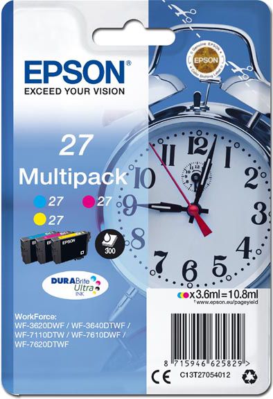 Ngjyrë printeri Epson Original 27, 3 x 3.6ml, bruz / rozë / e verdhë