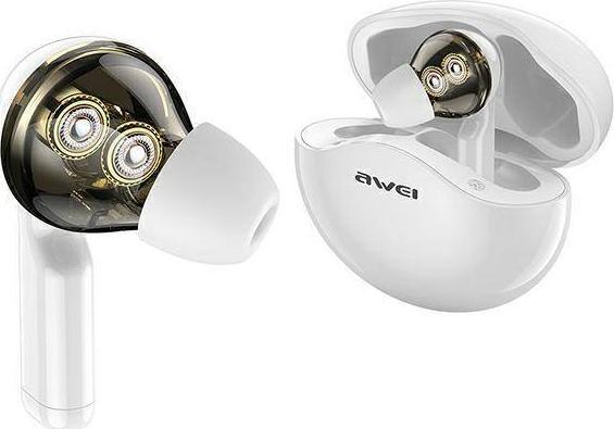 Безжични слушалки Awei T12, TWS, блутут, бели