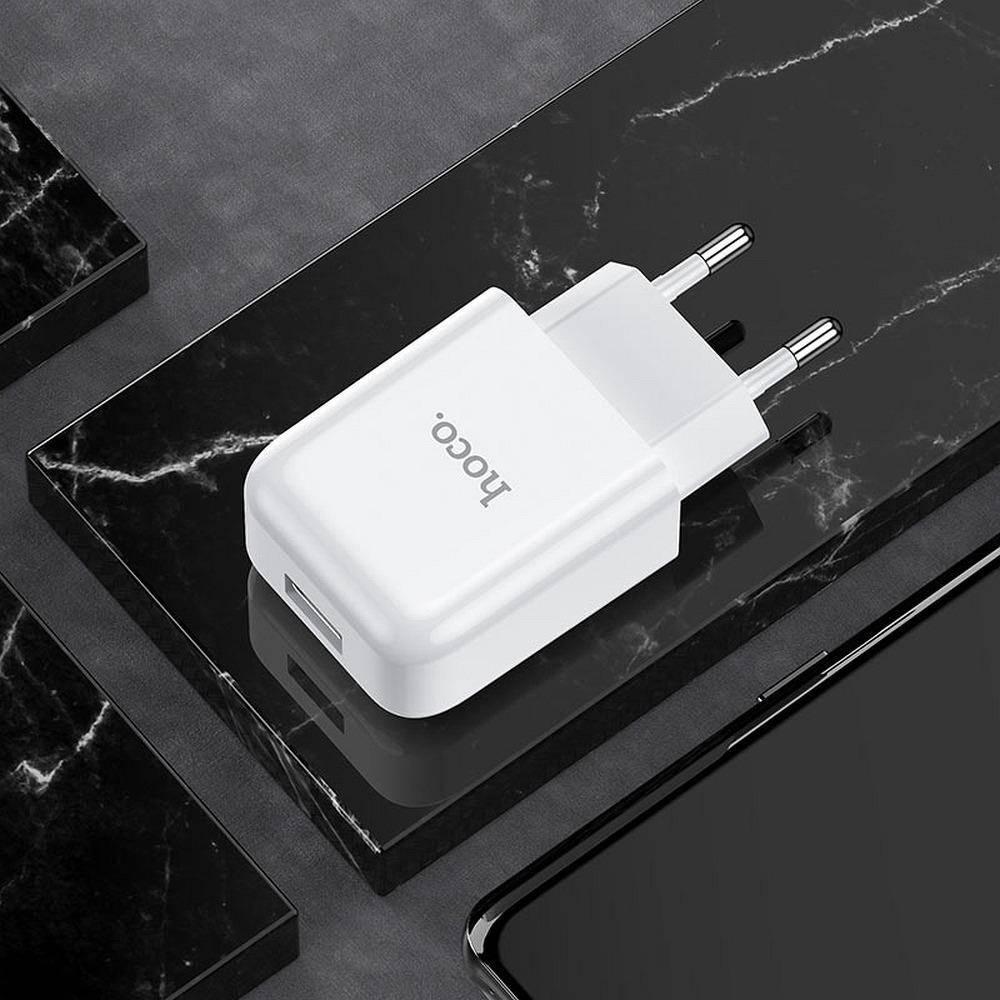 Karikues rrjeti Hoco N2, 1x USB A 2A, kabllo USB C 1 m, i bardhë
