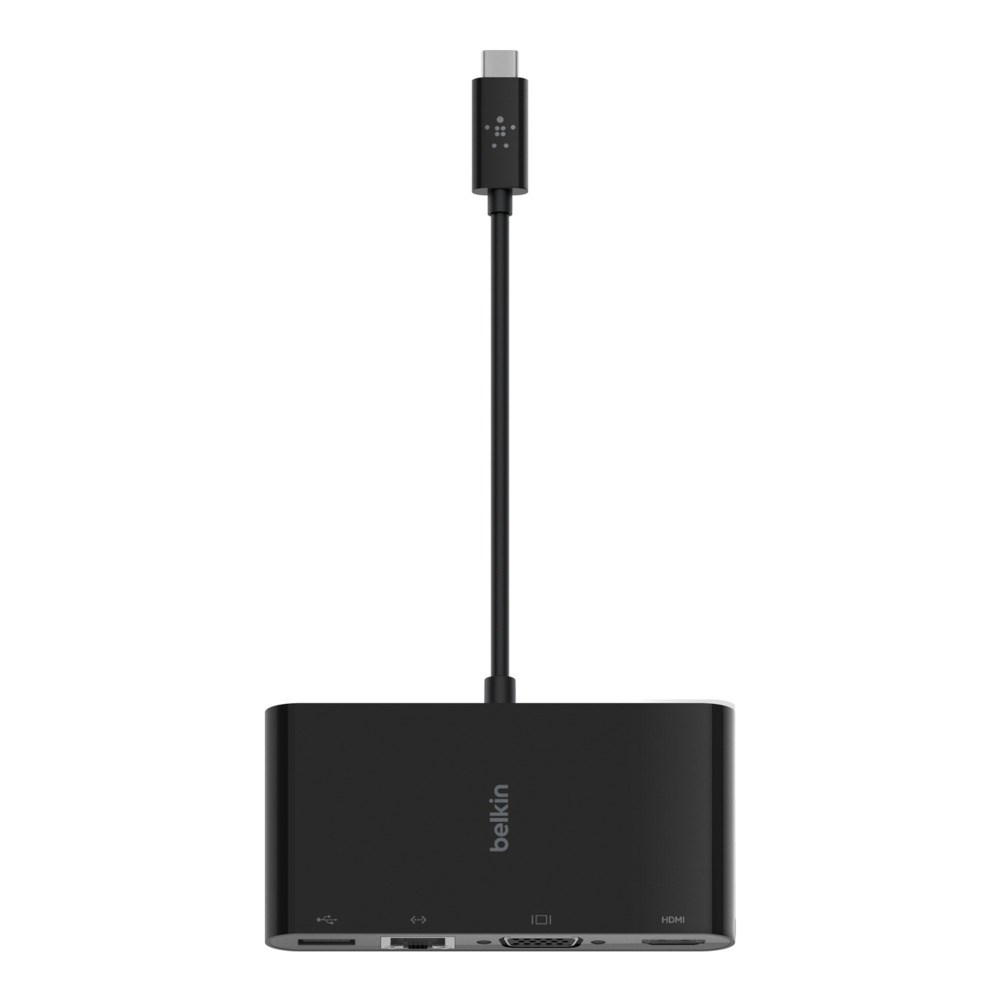 Përshtatës Multimedia USB-C Belkin, HDMI, VGA, USB 3.2, Gigabit Ethernet, i zi