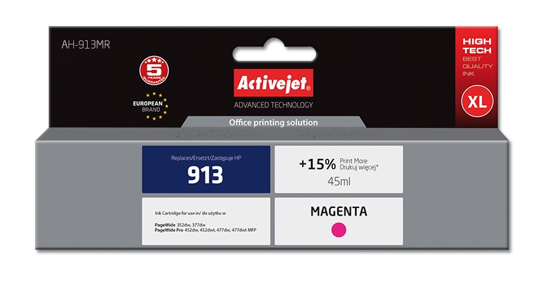 Ngjyrë për printer Activejet AH-913MR (zëvendësim për HP 913 F6T78AE), 45 ml, vjollcë