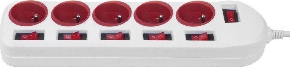 Електричен продолжен кабел Maclean MCE204, 5 приклучници, кабел 1.5 m, бел