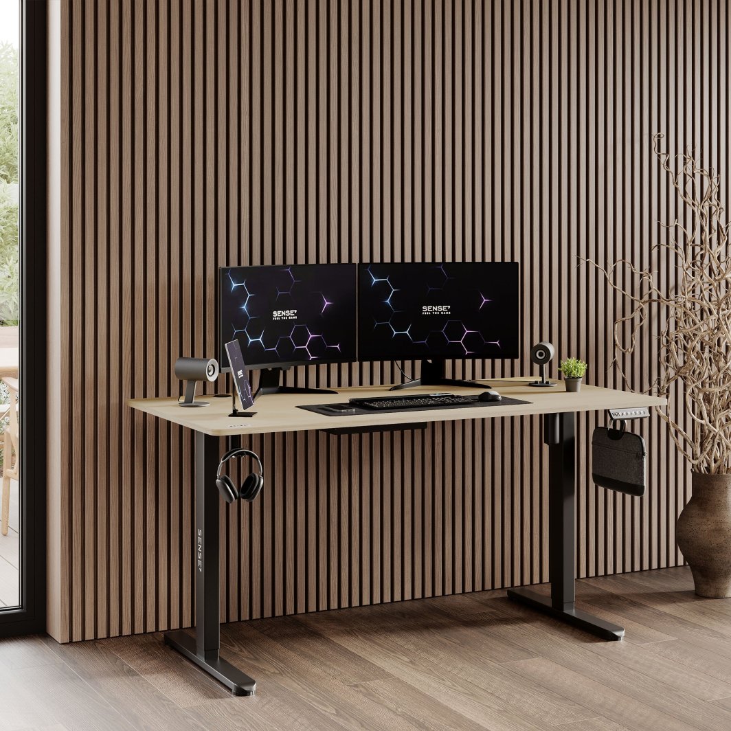 Tavolinë SENSE7 Nojo, 140cm x 70cm, e zezë/ druri e lehtë