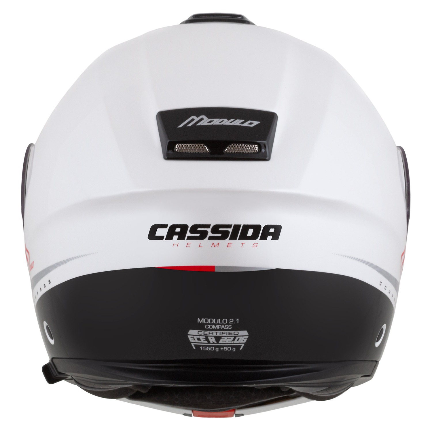 Kaskë moto CASSIDA Modulo 2.1 Compass, touring, Pinlock ready, e bardhë perlë e zezë e kuqe argjend