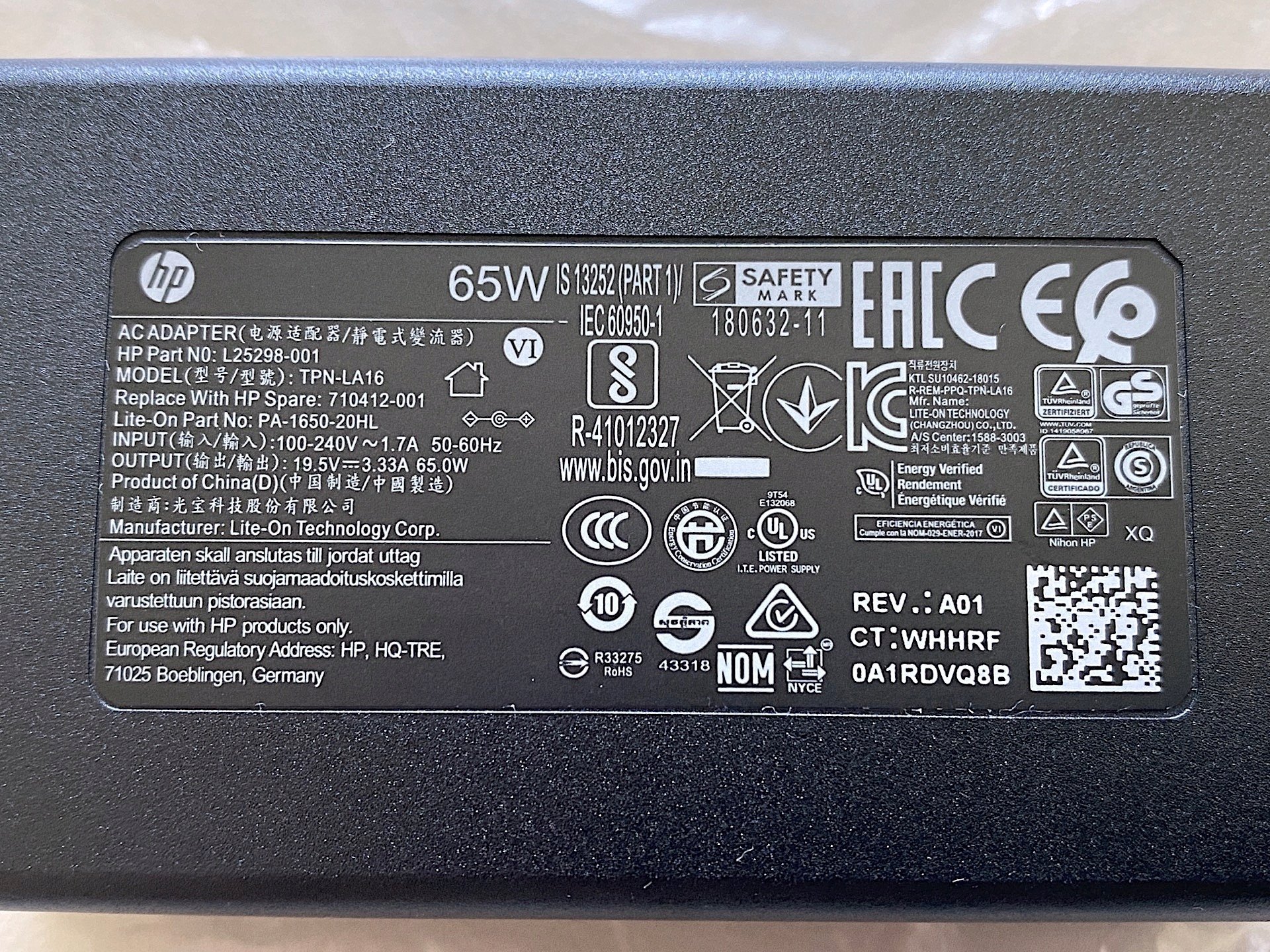 Karikues për laptop HP AC Adapter 65W Npfc Smart 3P, origjinal, i zi