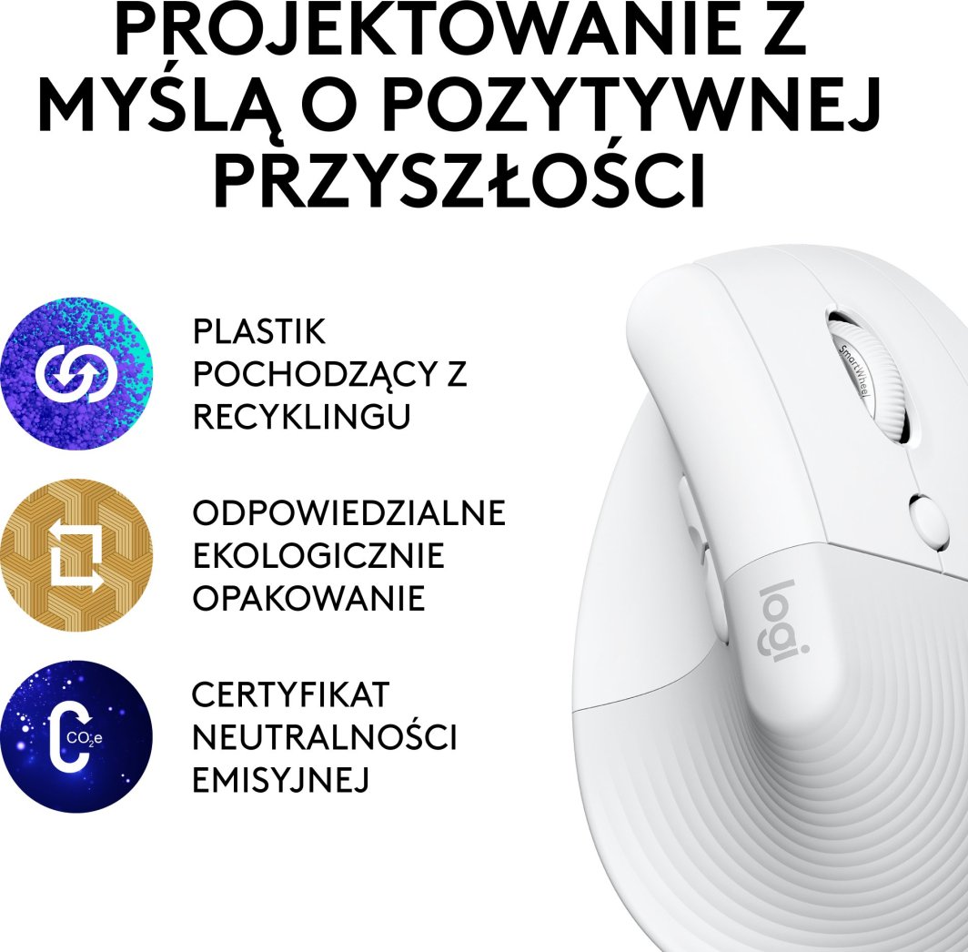 Maus wireless Logitech Lift Off-White, i bardhë