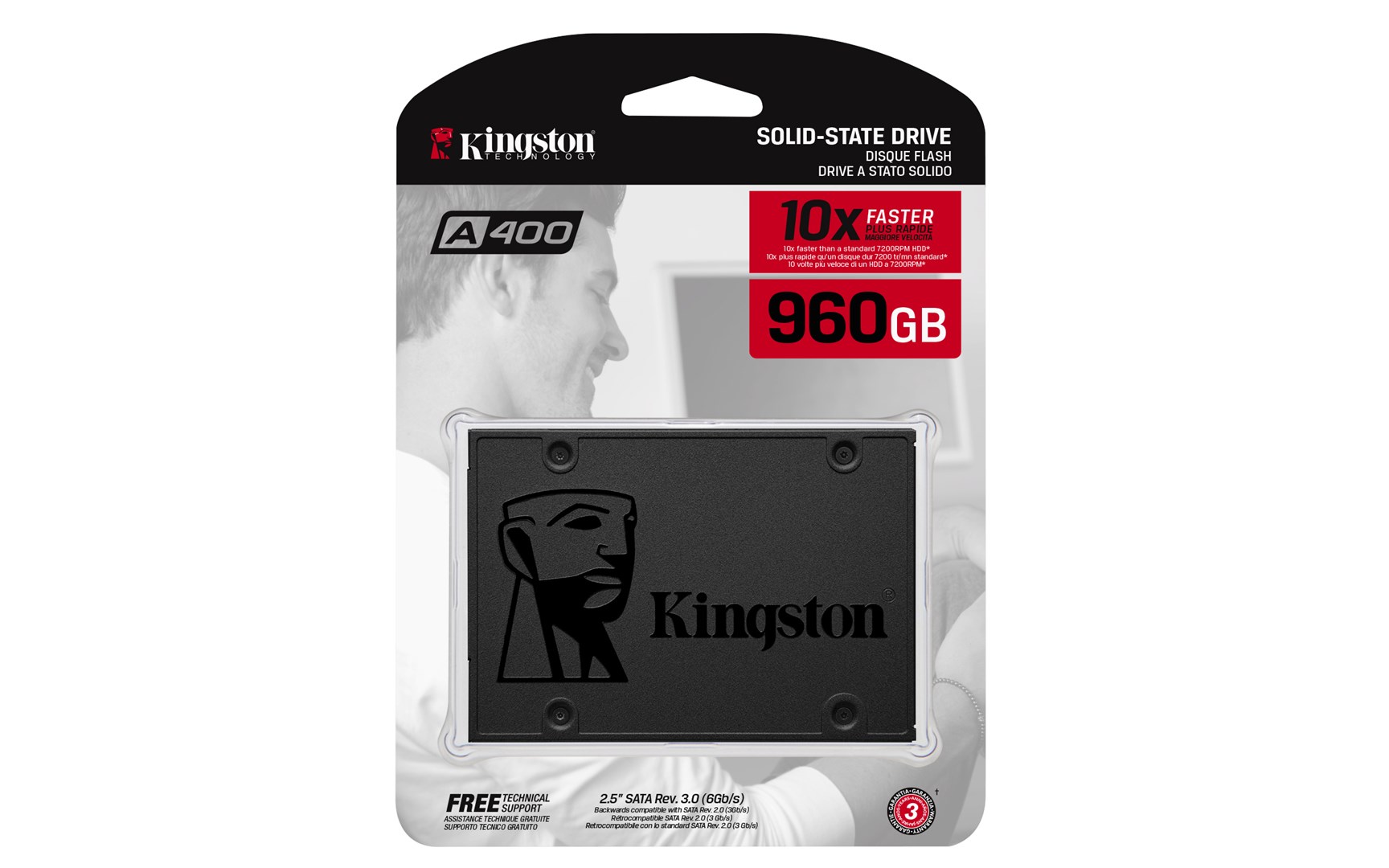Disk SSD Kingston A400, 960GB, 2.5", e zezë