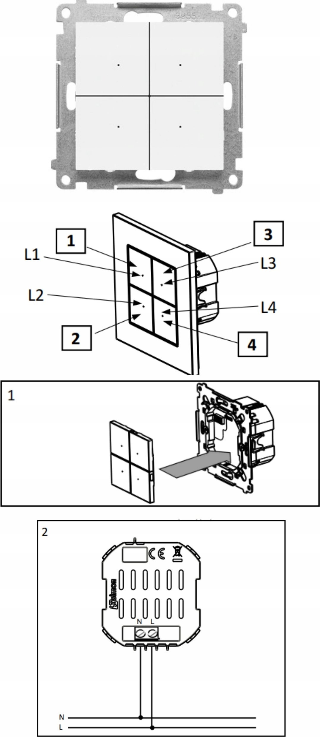 Kontrollues smart Simon 55 Go Wifi Control, kontroll WIFI, i bardhë mat