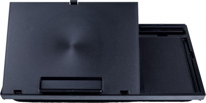 Bazament laptopi Q-Connect KF14471, lartësi e rregullueshme, me mbajtëse telefoni, i zi