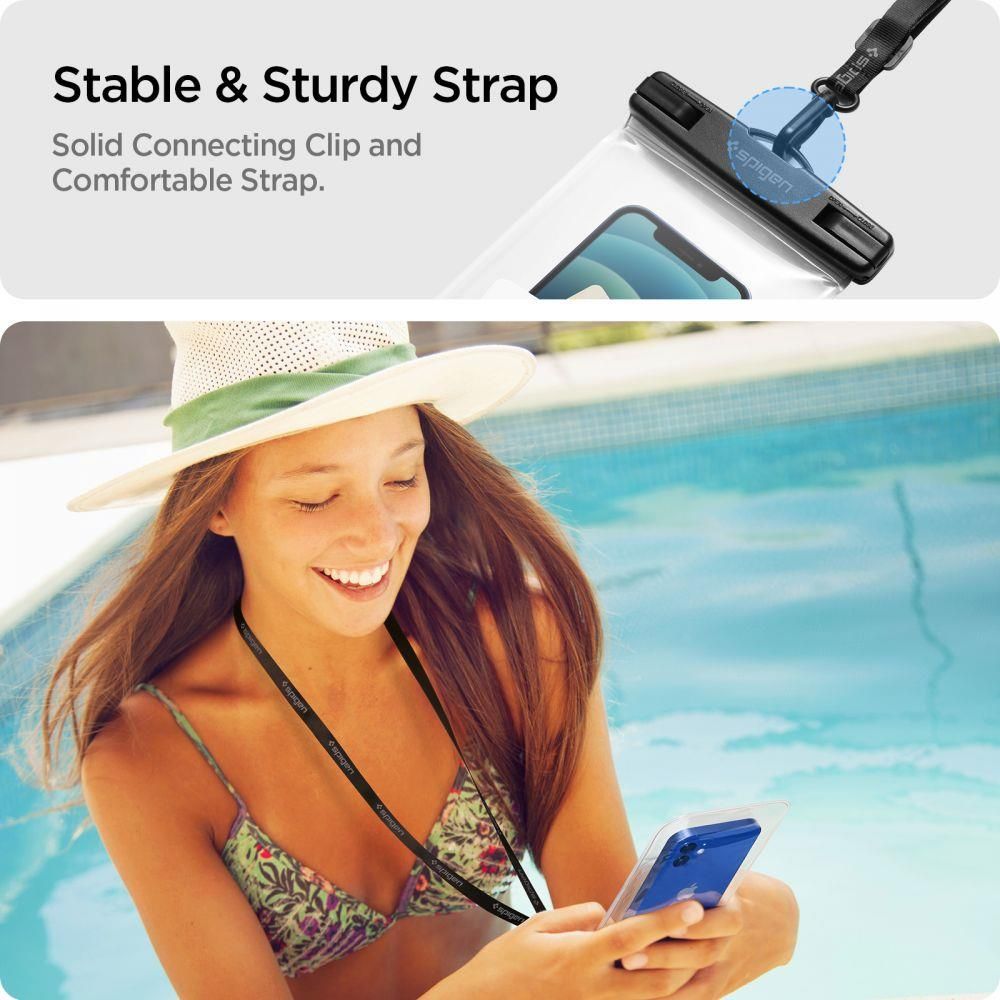 Mbrojtëse universale e papërshkueshme nga uji Spigen A601, deri 8", IPX8, transparente, set 2 copë